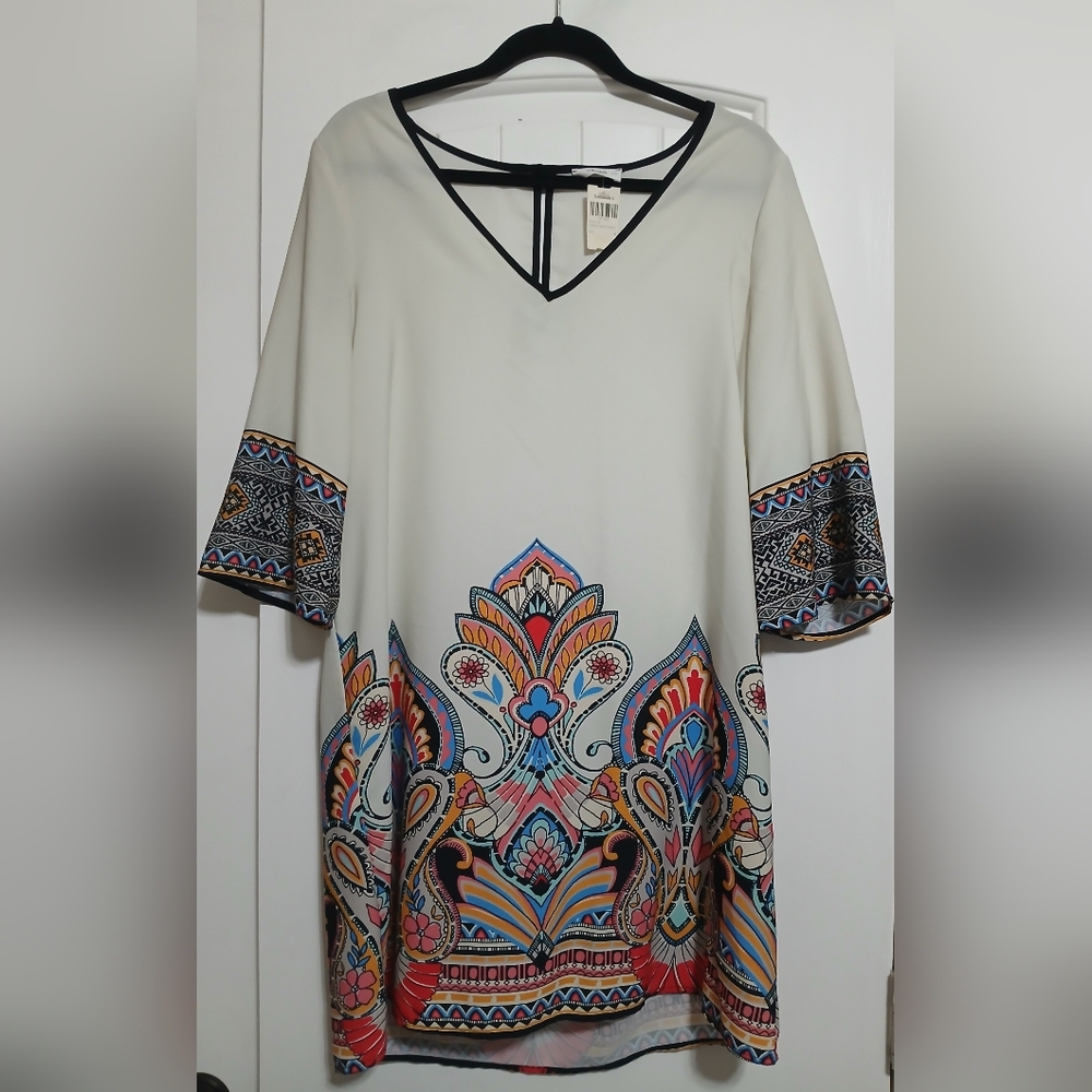 Glam colorful flowy mini dress